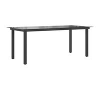 vidaXL Table de jardin Noir 190 x 90 x 74 cm Aluminium et verre