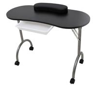 vidaXL Table de manucure Pliante Noir avec roulettes et tiroir Mobilier manucure