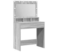 Table De Maquillage Vidaxl Avec Des Lumières Led Grises Sonoma 79x41x135 Cm Gris