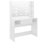 Vidaxl Table De Maquillage Avec Éclairage Led 100x40x135 Cm Mdf Blanc