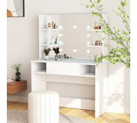 Vidaxl Table De Maquillage Avec Éclairage Led 100x40x135 Cm Mdf Blanc Blanc