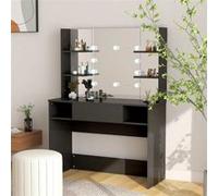 Table de Maquillage avec Eclairage LED MDF Gris Brillant Cosmétique vidaXL