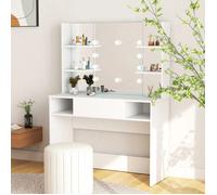Vidaxl Table De Maquillage Avec Éclairage Led 100x40x135 Cm Mdf Blanc Blanc
