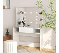 Vidaxl Table De Maquillage Avec Éclairage Led 100x40x135 Cm Mdf Blanc