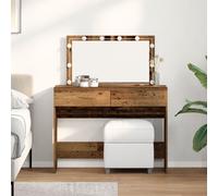 Vidaxl Table De Maquillage Avec Led En Bois Ancien 100x40x120 Cm