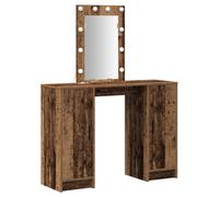 Vidaxl Table De Maquillage Avec Lumières Led Bois Vieilli 102x33x135 Cm