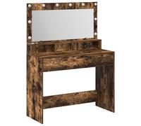 vidaXL Table de Maquillage avec lumières LED - Chêne fumé 100x41x135 cm