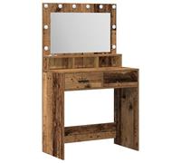 vidaXL Table de Maquillage avec lumières LED en Bois Vieux 79x41x135 cm