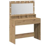 vidaXL Table de Maquillage avec Lumières LED en Chêne Artisan, 100x41x135 cm