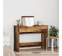 Vidaxl Table De Maquillage Avec Miroir Bois Vieilli 100x45x76 Cm