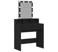 vidaXL Table de Maquillage avec Miroir et Lumières LED en Bois Noir