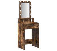 vidaXL Table de Maquillage chêne fumé avec Miroir et lumières LED Touch - Parfaite pour Le Maquillage, Soins personnels, tiroir de Rangement Pratique, Design Moderne, déco de Chambre, mobilier Chic.