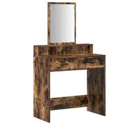 vidaXL Table de Maquillage Contemporaine en Chêne Fumé avec Miroir Et Tiroirs pour Rangement en Bois Massif Design Élégant Moderne pour Toilette Et Maquillage Mobilier Buffet Commode en Bois