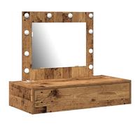 vidaXL Table de Maquillage Murale avec Lumières LED Bois Vieilli