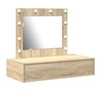 vidaXL Table de Maquillage Murale avec Lumières LED Chêne Sonoma