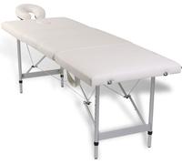 vidaXL Table de massage avec cadre en aluminium, pliable 4 zones Crème-Blanc