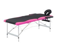 vidaXL Table de massage pliable 2 zones Aluminium Noir et rose