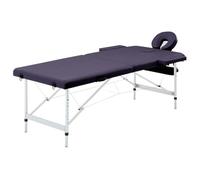 vidaXL Table de massage pliable 2 zones Aluminium Violet