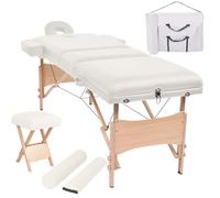 vidaXL Table de massage pliable et tabouret 10 cm d'épaisseur Blanc 110156
