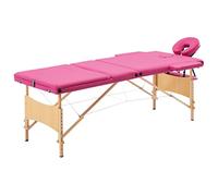 vidaXL Table de Massage Pliable Lit de Massage Banc Canapé Thérapie Cosmétique Portable Professionnel Shiatsu Reiki 3 Zones Rose Bois