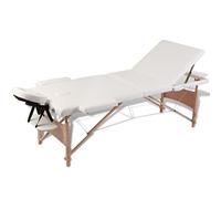 vidaXL Table de Massage Pliante 3 Zones Crème Cadre en Bois