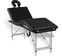 vidaXL Table de massage pliante 4 zones avec châssis en aluminium noir