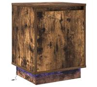 vidaXL Table de Nuit avec des lumières LED, en chêne fumé, Dimensions 39 x 34,5 x 50 cm. Un Meuble stylé pour ta Chambre, Pratique et Moderne, avec Un éclairage Fonctionnel.