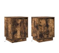 vidaXL Table de Nuit avec LED, en chêne fumé, en MDF, Dimensions 39x34,5x50 cm. Tiroir Unique, Chargeur USB. Mobilier Rustique, Moderne et Pratique pour la Maison.