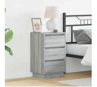 Vidaxl Cabinet De Chevet Avec Led Grise Sonoma 39x34.5x65 Cm En Bois D'ingénierie Gris