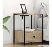 vidaXL Table de nuit avec station de charge 2 pcs Sonoma chêne bois composite