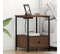 vidaXL Table de nuit avec station de chargement 2 pcs Chêne brun Bois composite