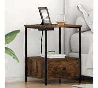 Vidaxl Table De Nuit Avec Station De Chargement 2 Pcs Chêne Fumé