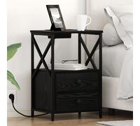 vidaXL Table de nuit avec station de chargement 2 pcs Chêne noir