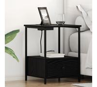 Vidaxl Table De Nuit Avec Station De Chargement 2 Pcs Chêne Noir