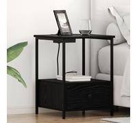 vidaXL Table de nuit avec station de chargement 2 pcs Chêne noir