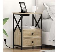 Vidaxl Table De Nuit Avec Station De Chargement 2 Pcs Chêne Sonoma