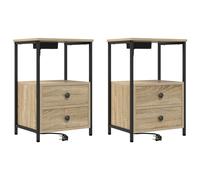 Vidaxl Table De Nuit Avec Station De Chargement 2 Pcs Chêne Sonoma
