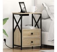 Vidaxl Table De Nuit Avec Station De Chargement 2 Pcs Chêne Sonoma