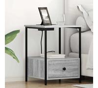 vidaXL Table de nuit avec station de chargement 2 pcs Sonoma gris