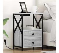 Vidaxl Table De Nuit Avec Station De Chargement 2 Pcs Sonoma Gris