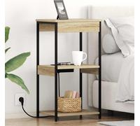 vidaXL Table de nuit avec station de chargement avec étagère Chêne Sonoma Bois composite