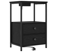 Vidaxl Table De Nuit Avec Station De Chargement Avec Tiroir Chêne Noir