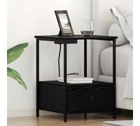 vidaXL Table de nuit avec station de chargement avec tiroir Chêne noir