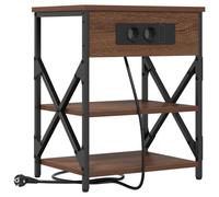 vidaXL Table de nuit avec station de chargement Chêne marron