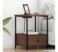 vidaXL Table de nuit avec station de chargement Chêne marron
