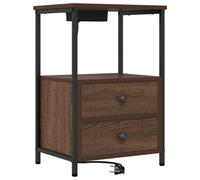 vidaXL Table de nuit avec station de chargement Chêne marron