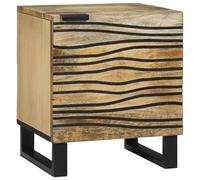 vidaXL Table de Nuit en Bois de manguier Naturel 40 x 33,5 x 46 cm. Une Table de Nuit Rustique, Solide, avec des Portes à charnières. Finition Mate, Pieds en métal Brun et Noir, avec Rangement intéri