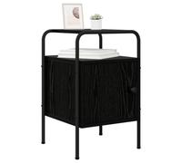 vidaXL Table de nuit en chêne noir 35 x 36,5 x 56 cm, table de nuit élégante, meuble rectangulaire, compact, rangement large, design moderne