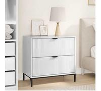 vidaXL Table de nuit moderne avec rangement, finition brillante blanche, en bois d'ingénierie, dimensions 63,5 x 36 x 61 cm, 883468