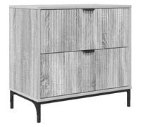 vidaXL Table de Nuit Moderne en Bois d'ingénierie Sonoma Gris, 63,5 x 36 x 61 cm, avec 2 tiroirs, Finition Mate. C'est Une Table avec des Pieds carrés en Acier et des poignées Noires, idéale pour la